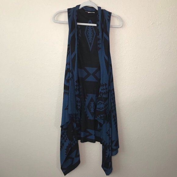 Orange FV Blue & Black Aztec sleeveless Cardigan - Picture 1 of 6